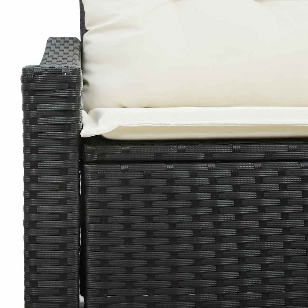 2 vietų sodo sofa su pagalvėlėmis juoda poli ratanas - Namų Idėja