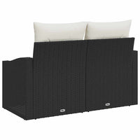 2 vietų sodo sofa su pagalvėlėmis juoda poli ratanas - Namų Idėja