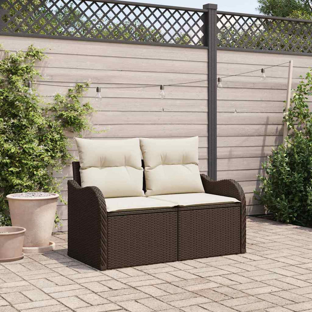 2 vietų sodo sofa su pagalvėlėmis ruda poli ratan - Namų Idėja