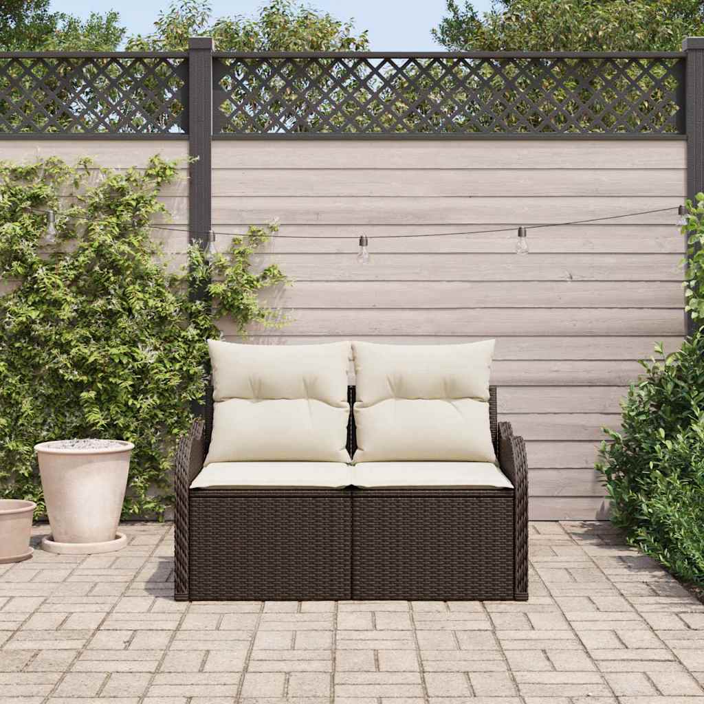 2 vietų sodo sofa su pagalvėlėmis ruda poli ratan - Namų Idėja