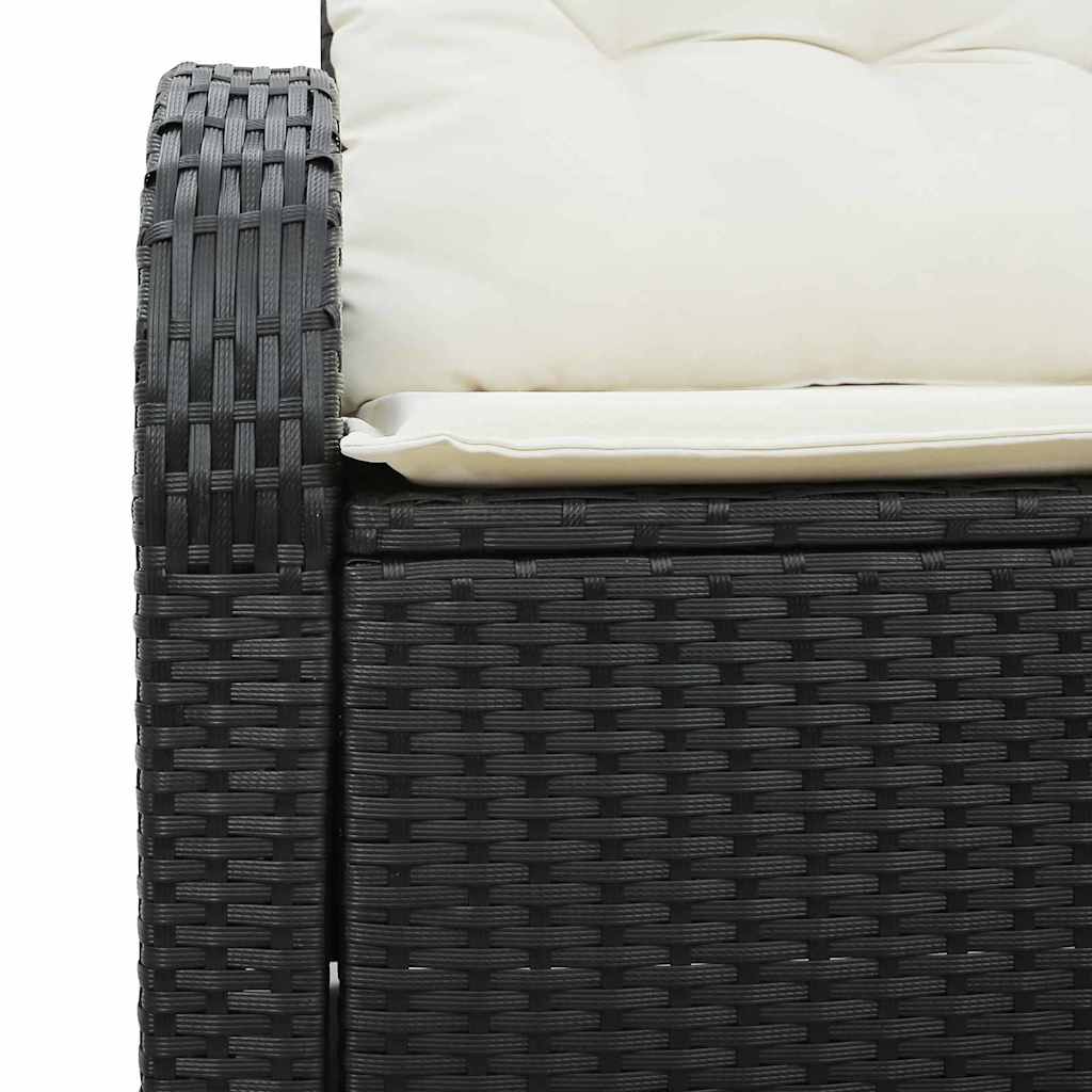 2 vietų sodo sofa su sandėliu ir pagalvėmis juoda poli ratanas - Namų Idėja