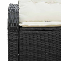 2 vietų sodo sofa su sandėliu ir pagalvėmis juoda poli ratanas - Namų Idėja