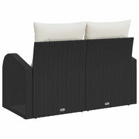 2 vietų sodo sofa su sandėliu ir pagalvėmis juoda poli ratanas - Namų Idėja