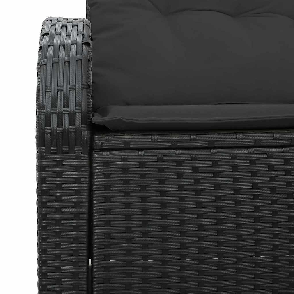 2 vietų sodo sofa su saugojimu ir pagalvėlėmis juoda poli ratanas - Namų Idėja