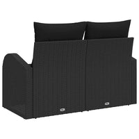 2 vietų sodo sofa su saugojimu ir pagalvėlėmis juoda poli ratanas - Namų Idėja