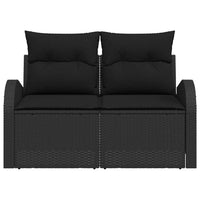 2 vietų sodo sofa su saugojimu ir pagalvėlėmis juoda poli ratanas - Namų Idėja