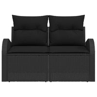2 vietų sodo sofa su saugojimu ir pagalvėlėmis juoda poli ratanas - Namų Idėja