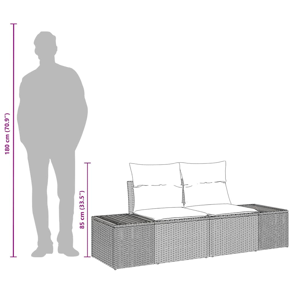2 vietų sodo sofa su saugojimu ir pagalvėlėmis juoda poli ratanas - Namų Idėja
