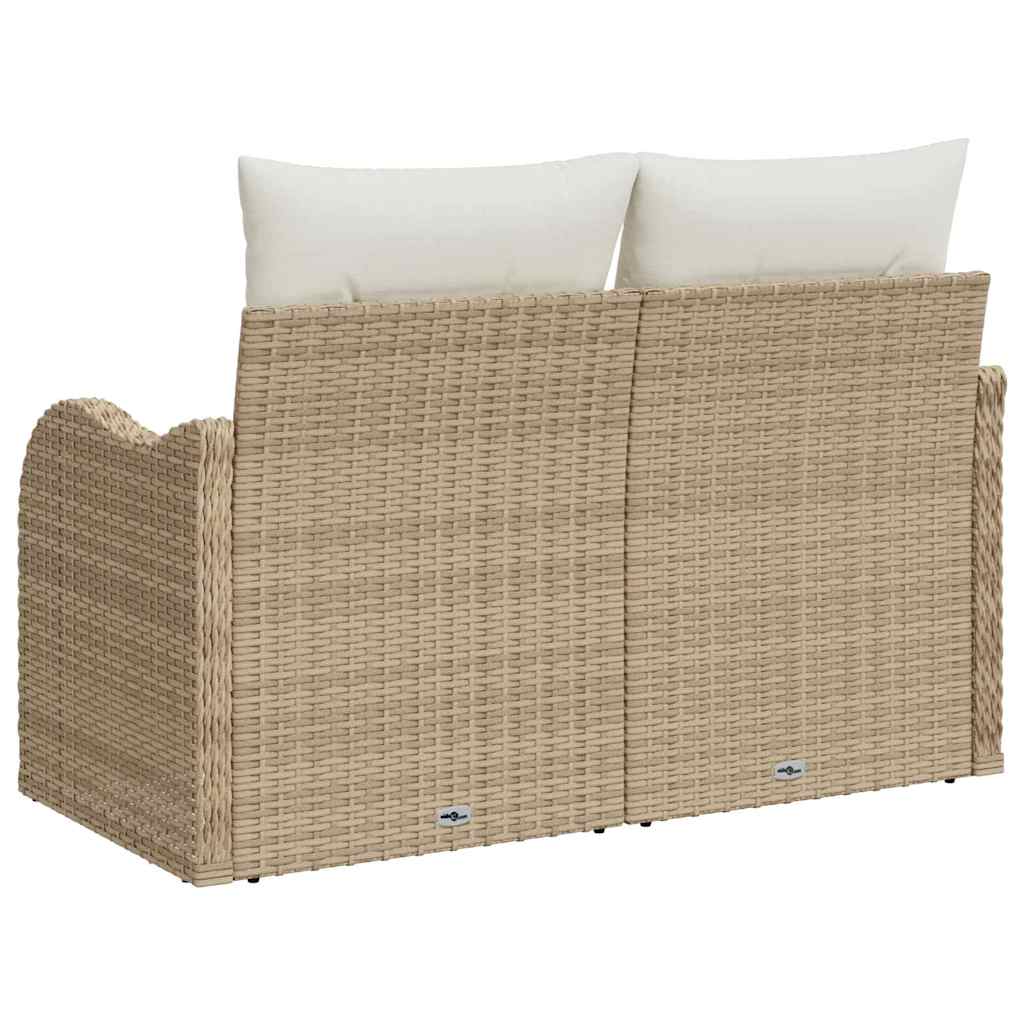 2 vietų sodo sofa su saugojimu ir pagalvėlėmis smėlio poli ratanas - Namų Idėja