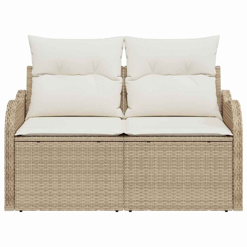 2 vietų sodo sofa su saugojimu ir pagalvėlėmis smėlio poli ratanas - Namų Idėja