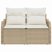 2 vietų sodo sofa su saugojimu ir pagalvėlėmis smėlio poli ratanas - Namų Idėja