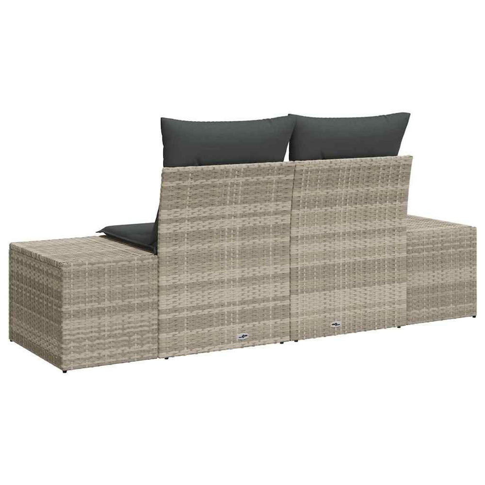 2 vietų sodo sofa su saugojimu ir pagalvėmis, pilka polirataninė - Namų Idėja