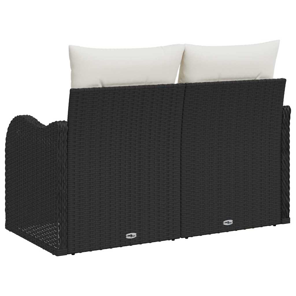 2 vietų sodų sofa su pagalvėlėmis juoda poli ratanas - Namų Idėja