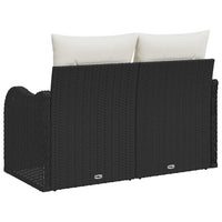 2 vietų sodų sofa su pagalvėlėmis juoda poli ratanas - Namų Idėja