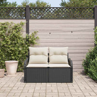 2 vietų sodų sofa su pagalvėlėmis juoda poli ratanas - Namų Idėja