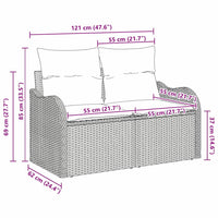2 vietų sodų sofa su pagalvėlėmis juoda poli ratanas - Namų Idėja
