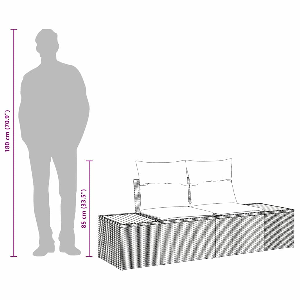 2 vietų sodų sofa su sandėliavimu ir pagalvėmis šviesiai pilka poli ratanas - Namų Idėja