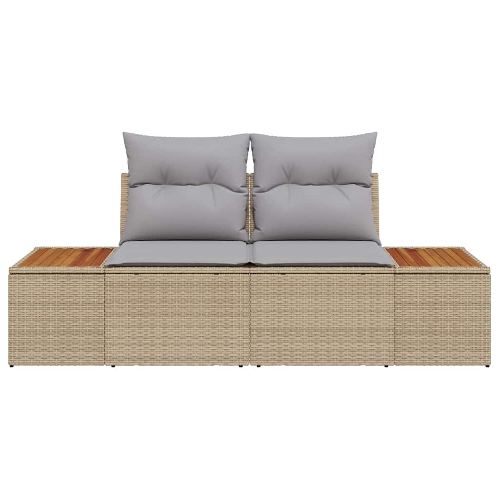 2 vietų sodų sofa su sandėliavimu ir pagalvėmis šviesiai pilka poli ratanas - Namų Idėja