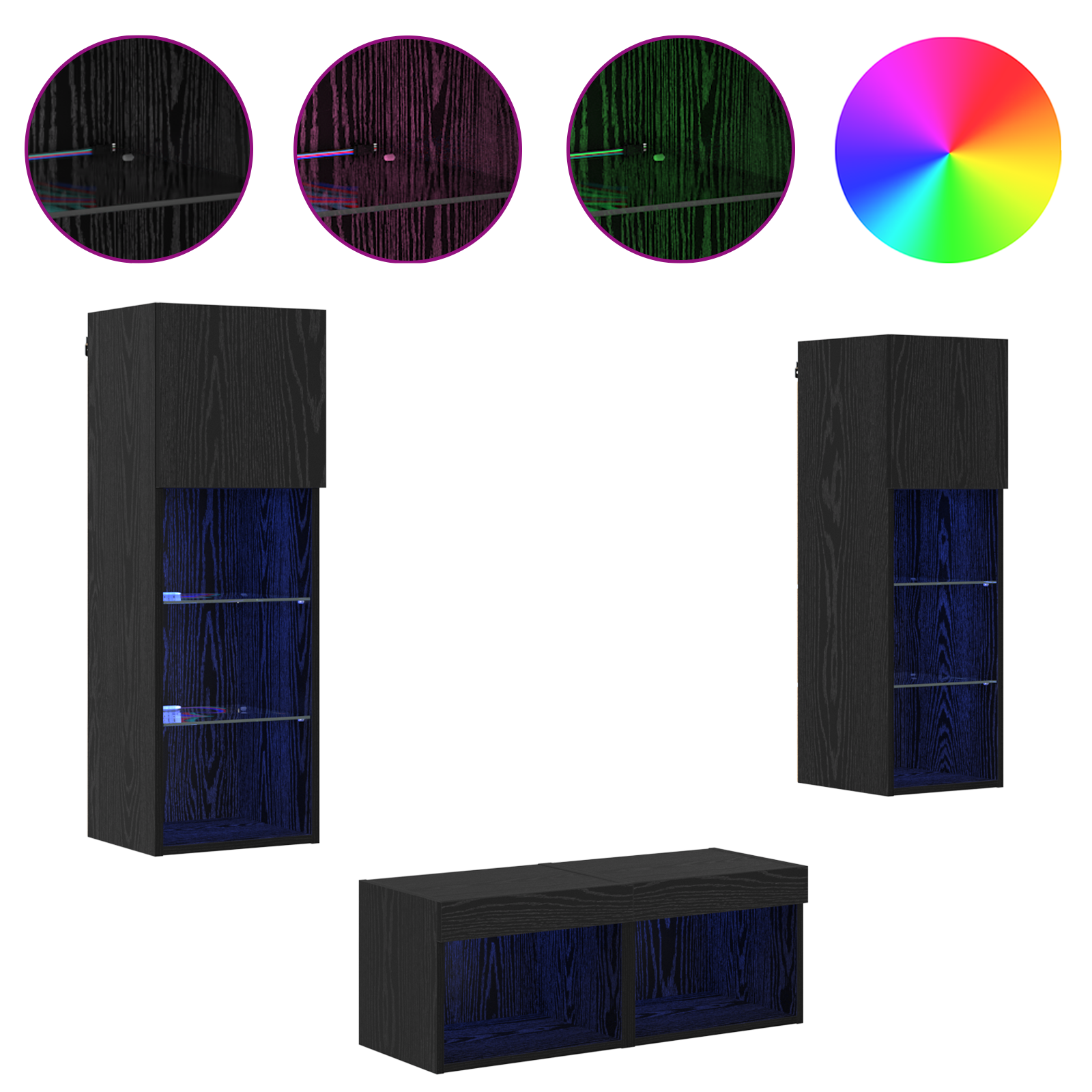 TV sieniniai spintelės 4 pcs Juodas ąžuolas 40 x 30 x 30 cm