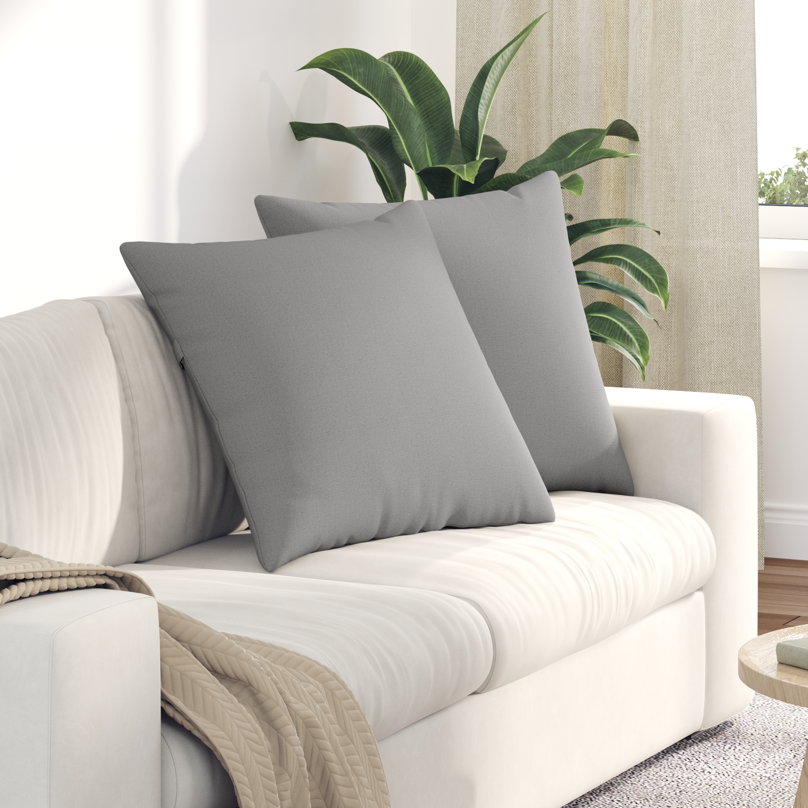 Sofa Pagalvės 2 pcs Pilka 80 x 80 cm audinys