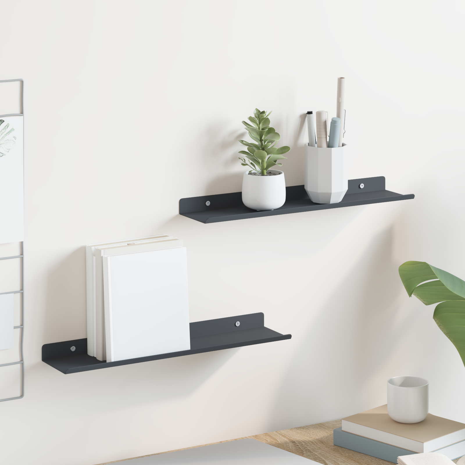 Plūduriuojanti lentyna 2 pcs Antracitas 40 x 9 x 2,5 cm Plienas