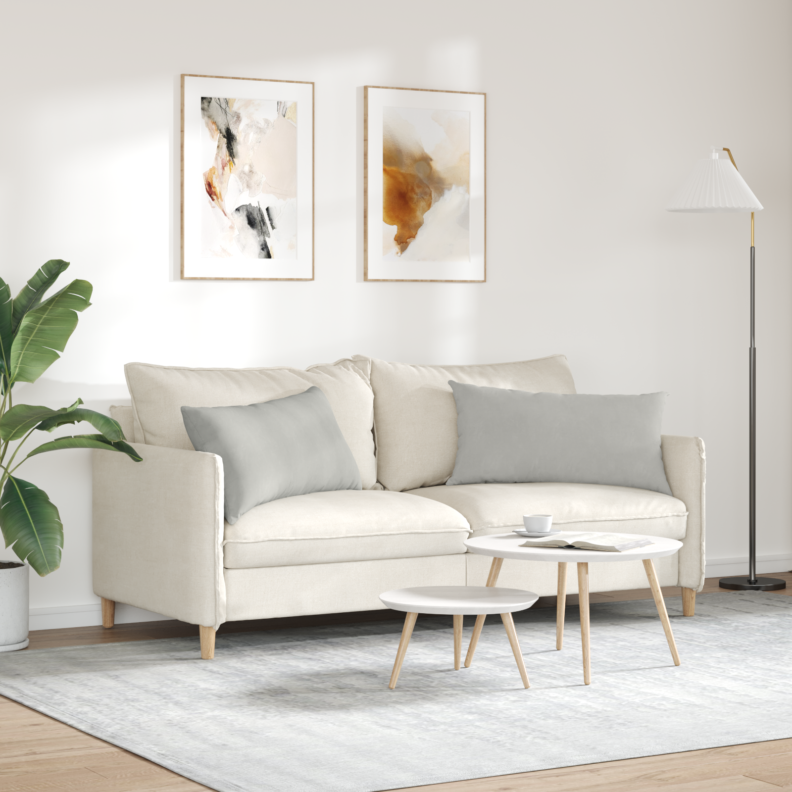 Sofa Pagalvės 2 pcs Šviesiai pilka 80 x 40 cm audinys
