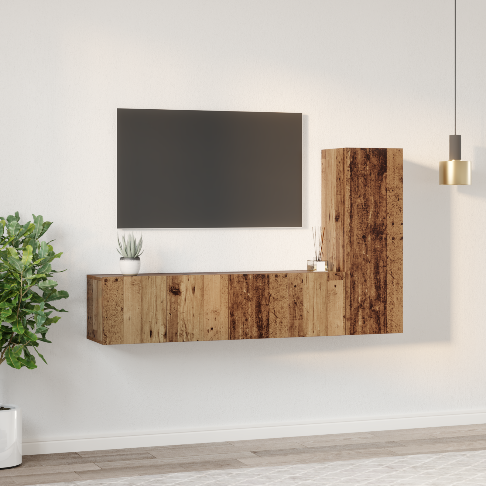 TV spintelių komplektas 3 pcs Sena mediena 150.5 x 30 x 90 cm
