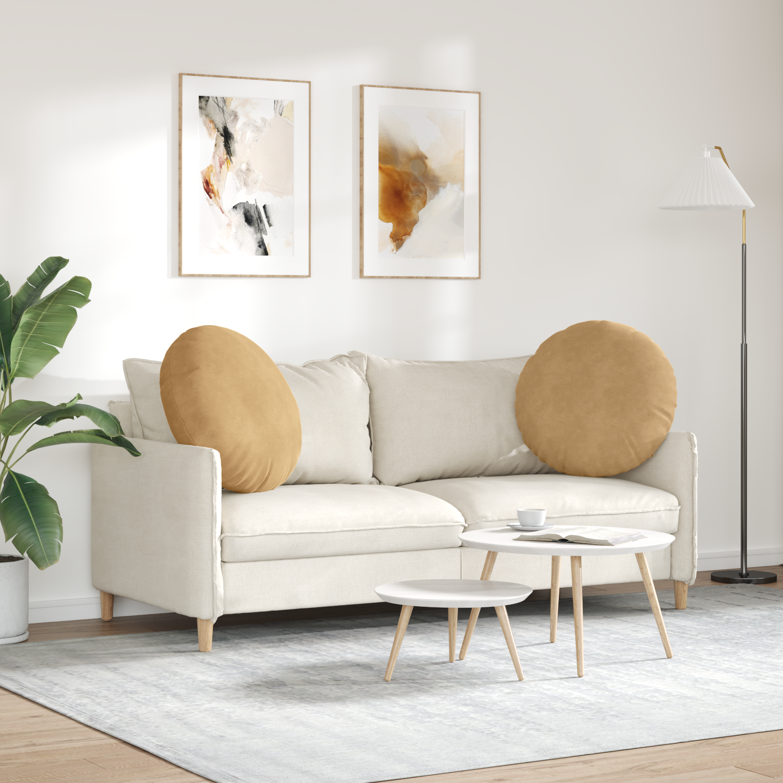 Sēdekļu spilveni 2 gab Brūni Ø80 x 29 cm Samts