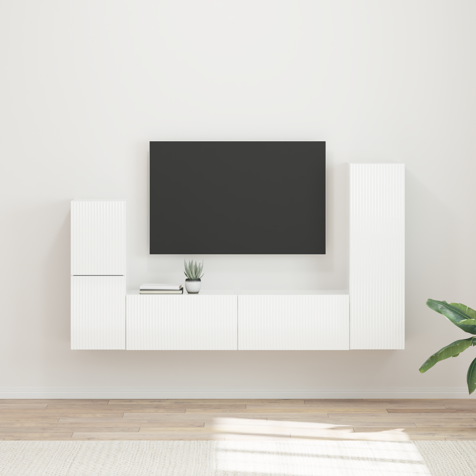 TV Cabinet Set 4 pcs High Gloss White