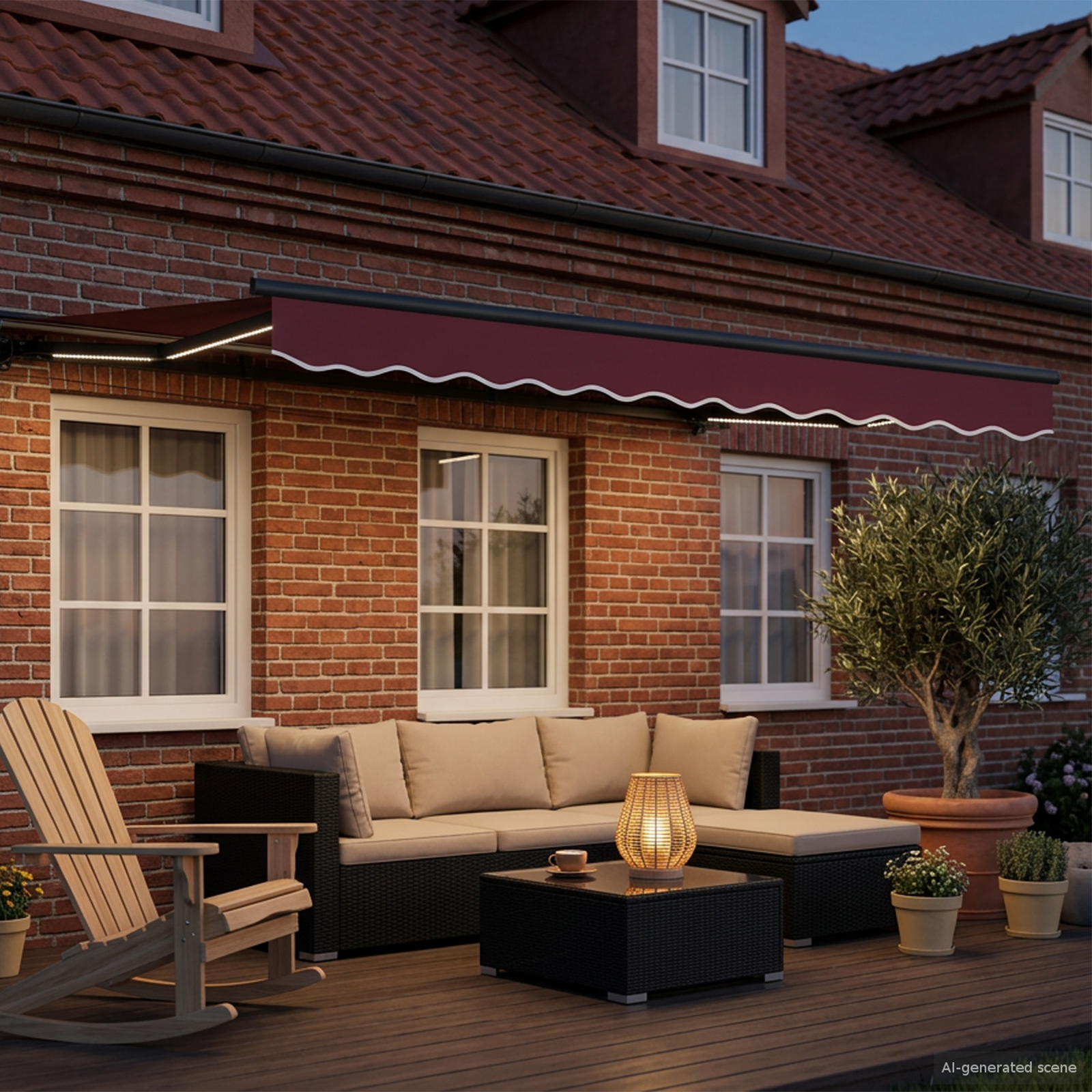 Manual Awning Frame with LED Cherry 3 x 2.5 m
