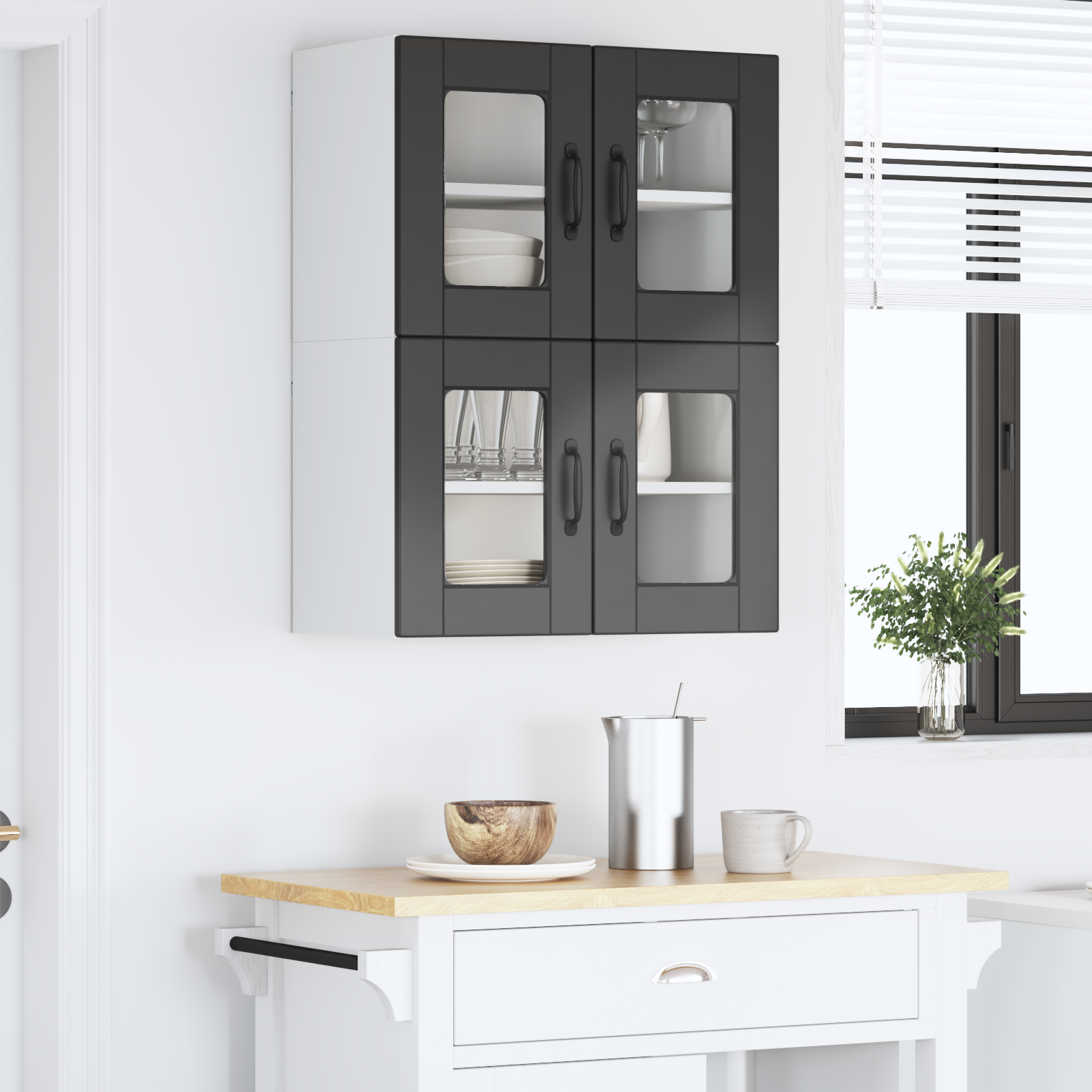 Virtuvės spintelė 2 pcs Juoda 60 x 31 x 40 cm Apdirbta mediena