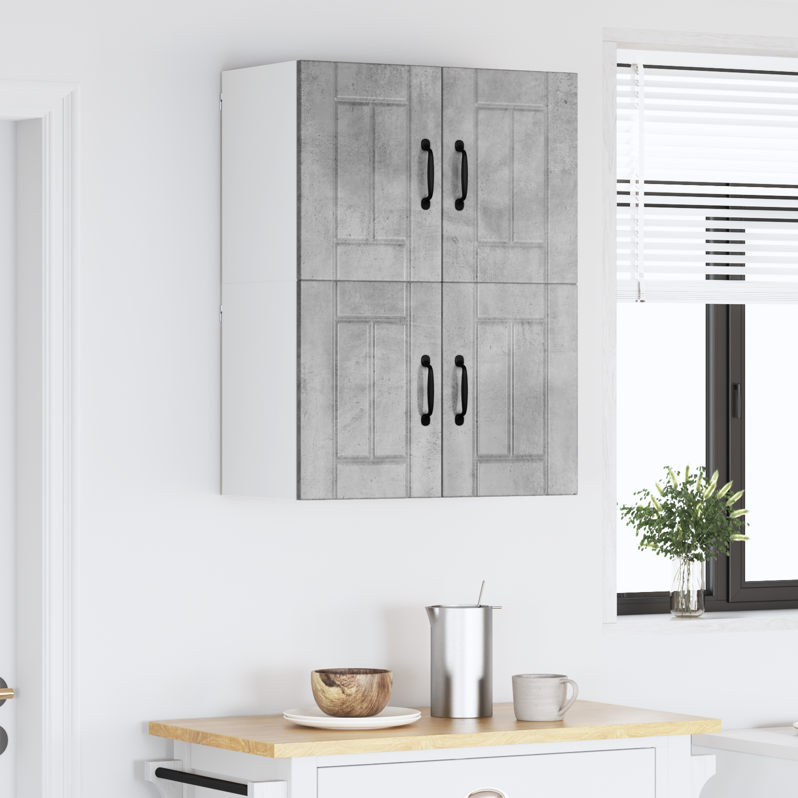 Virtuvės sieninė spintelė 2 pcs Betono pilka 60 x 31 x 40 cm