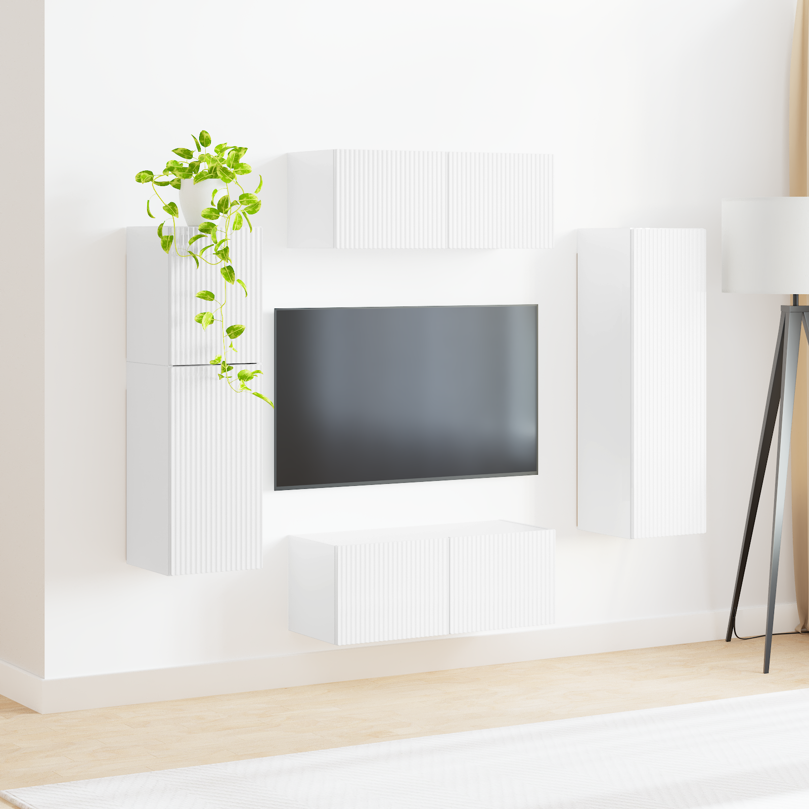 TV spintelių komplektas 4 pcs Aukštai blizganti balta