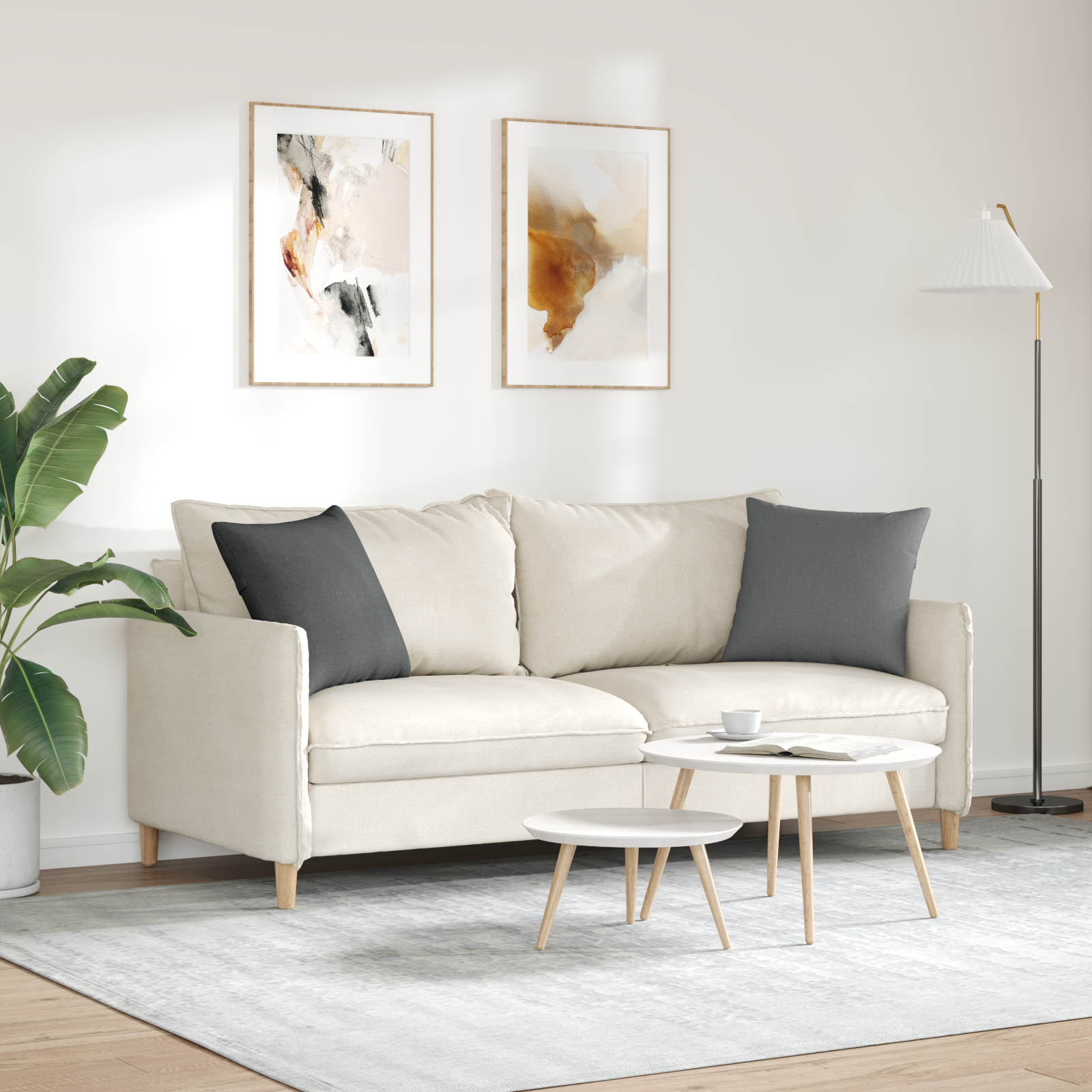 Sofa Pagalvės 2 pcs Tamsiai pilka 45 x 45 cm audinys