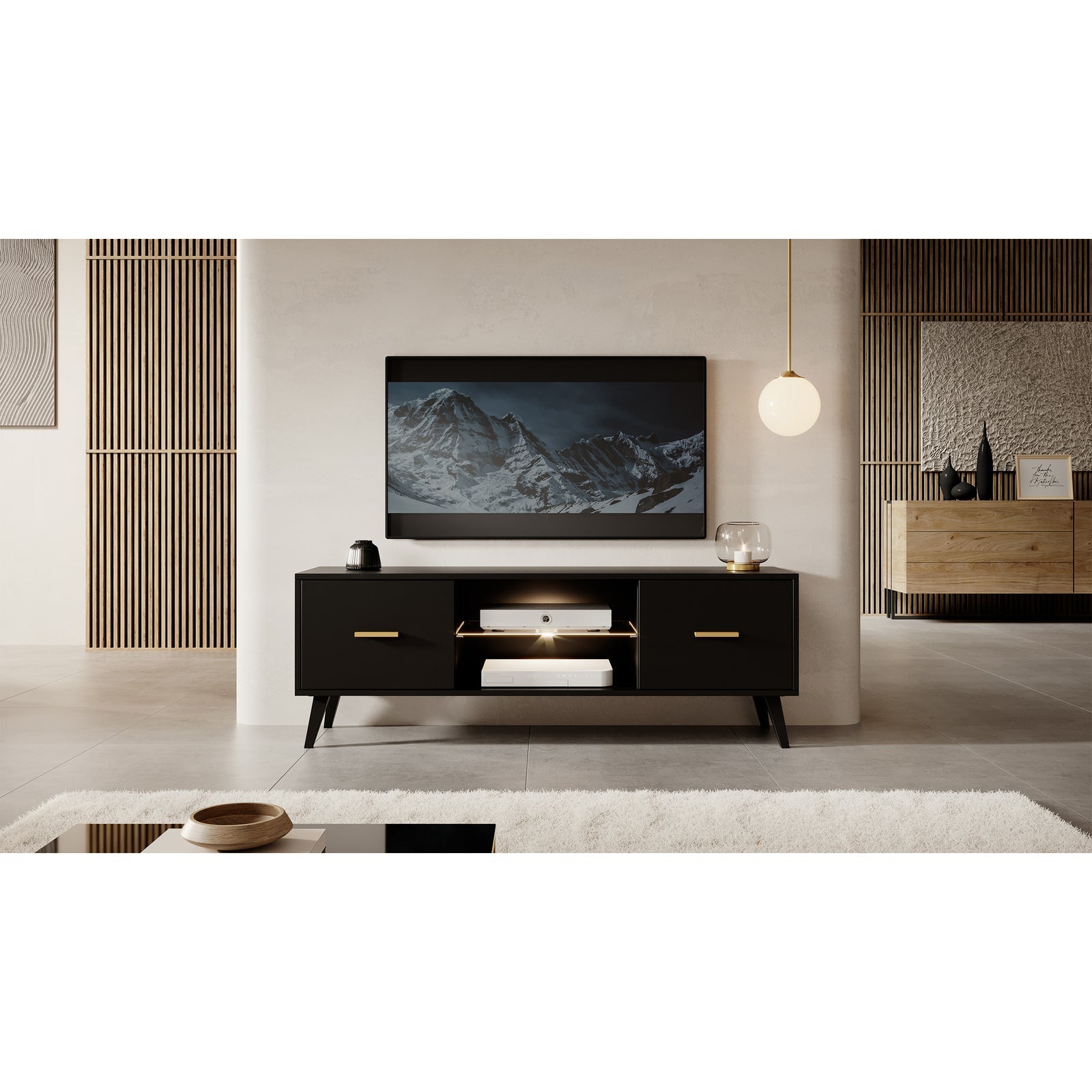 TV staliukas SAVONI, juodas, 140 cm