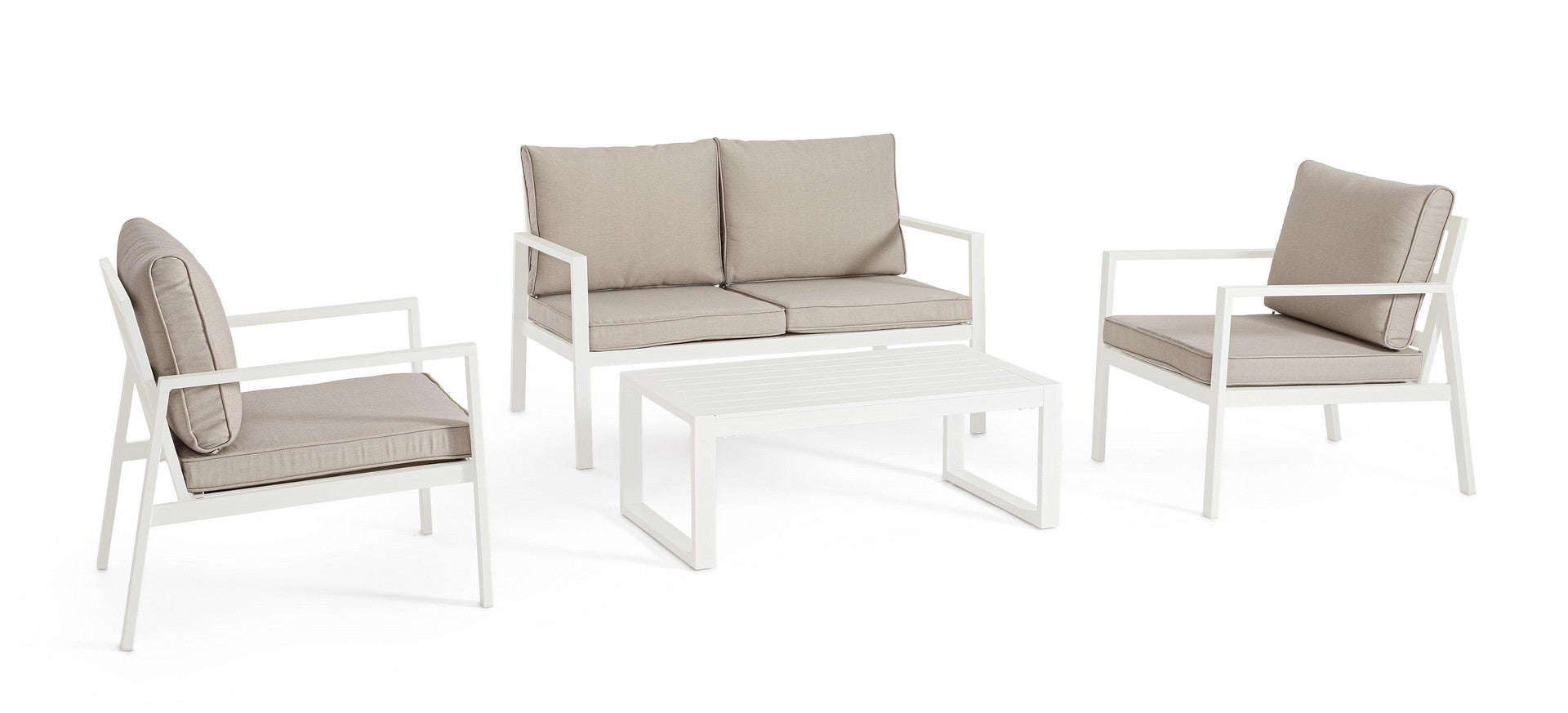 Lauko baldų komplektas HILDE WHITE, 4 dalių