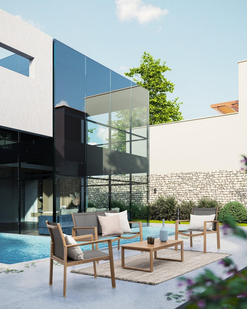 Lauko baldų komplektas KALLEN NATURAL, 4 dalių