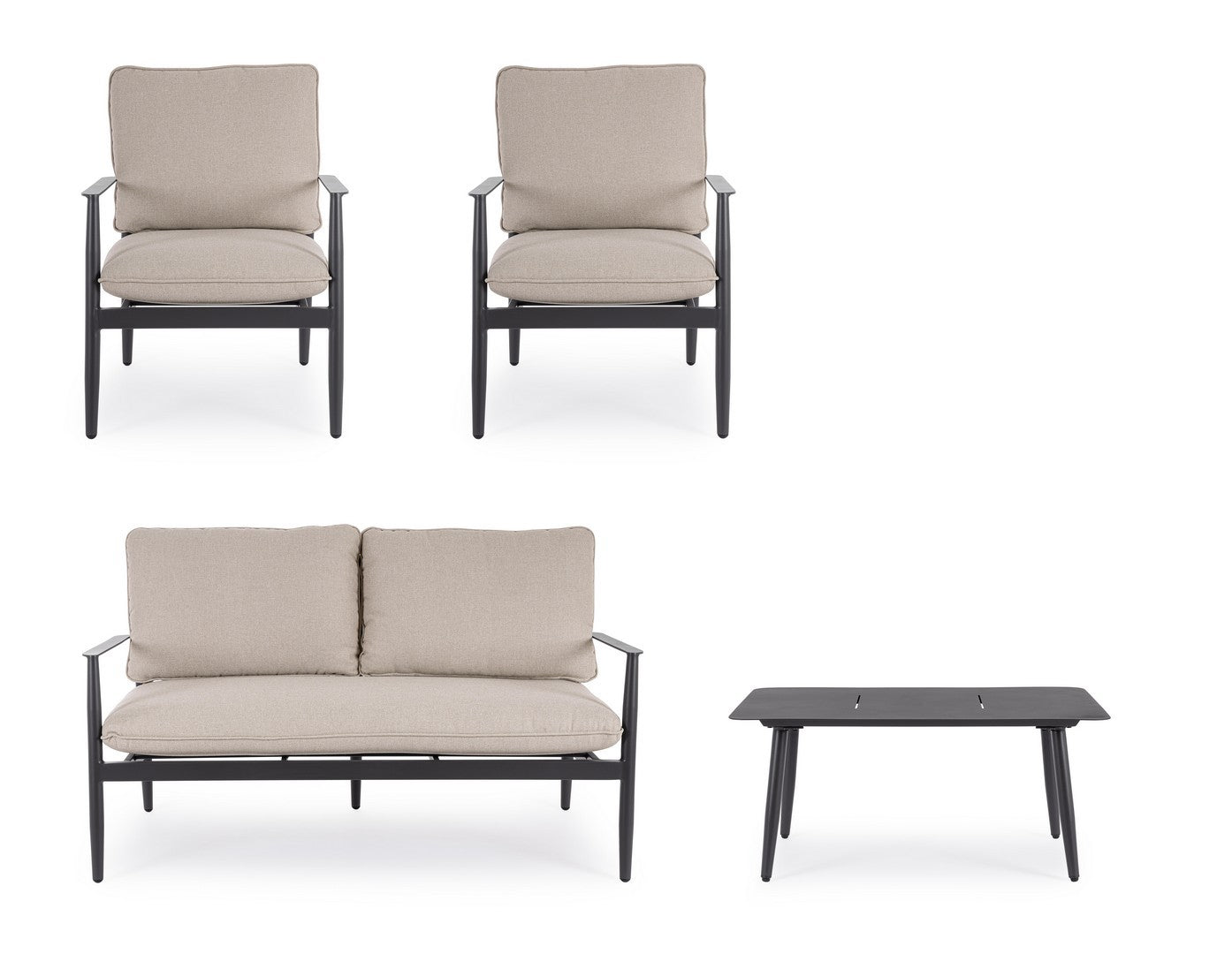 Lauko baldų komplektas NEBULA ANTRACITE, 4 dalių