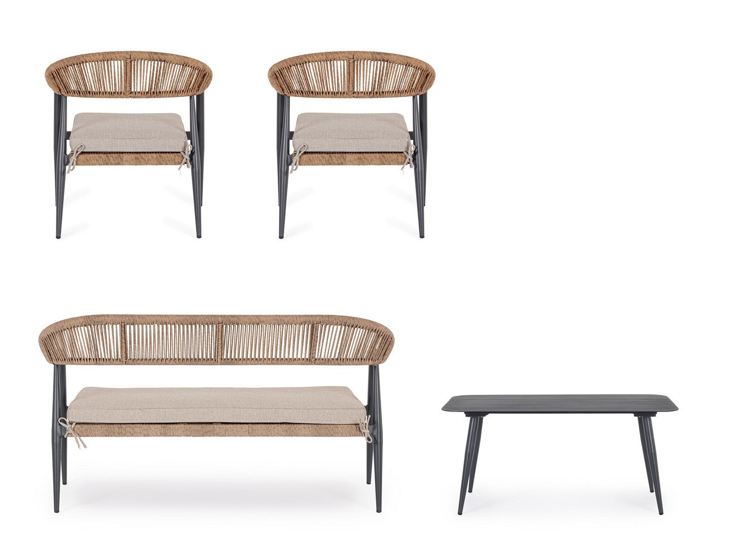 Lauko baldų komplektas JANDIA ANTHRACITE/NATURAL, 4 dalių