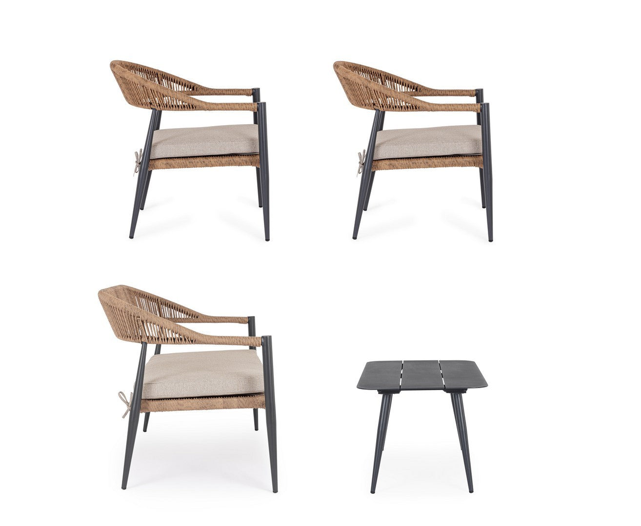 Lauko baldų komplektas JANDIA ANTHRACITE/NATURAL, 4 dalių