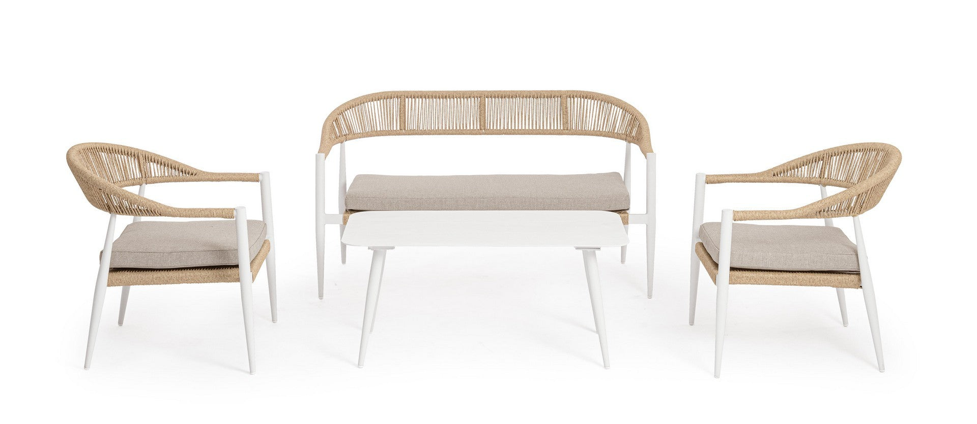 Lauko baldų komplektas JANDIA WHITE/BEIGE, 4 dalių