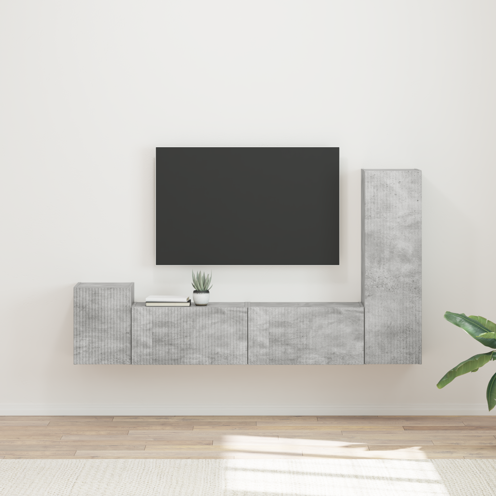 TV spintelių komplektas 4 pcs Betono pilka Apdirbta mediena