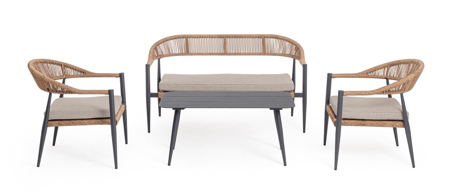 Lauko baldų komplektas JANDIA ANTHRACITE/NATURAL, 4 dalių