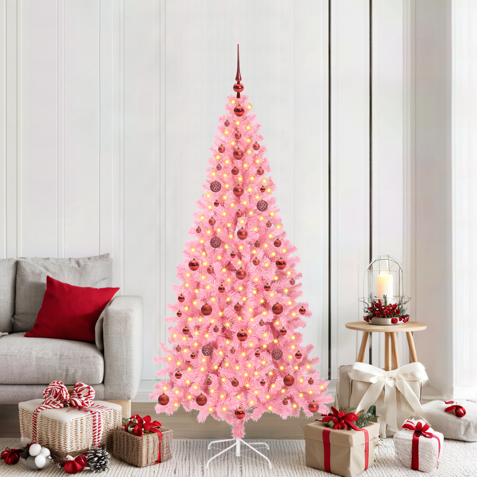 Kalėdų eglutė HORIZON AK, su 300 LED stovu Rožinė 210 cm.