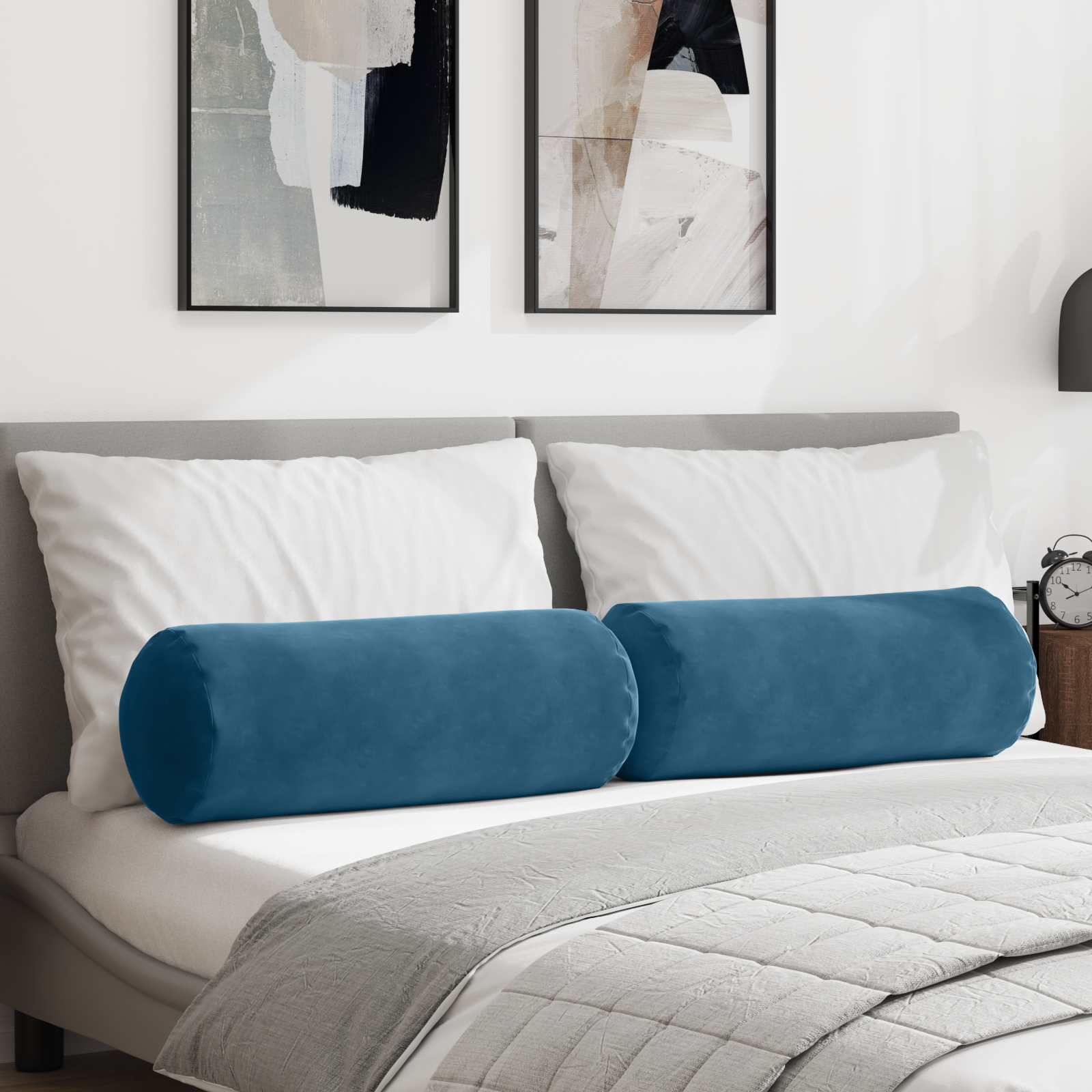 Pagalvės 2 pcs Mėlyna Ø 25 x 70 cm Kordūrinis audinys