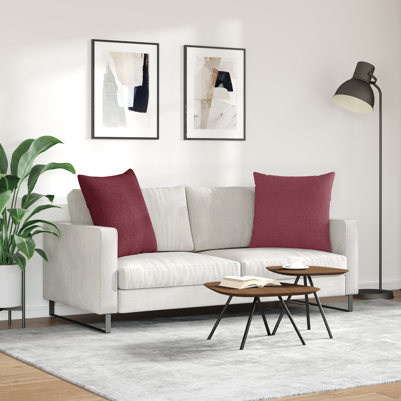 Sofa Pillows 2 pcs Wine Red 60 x 60 cm fabric
