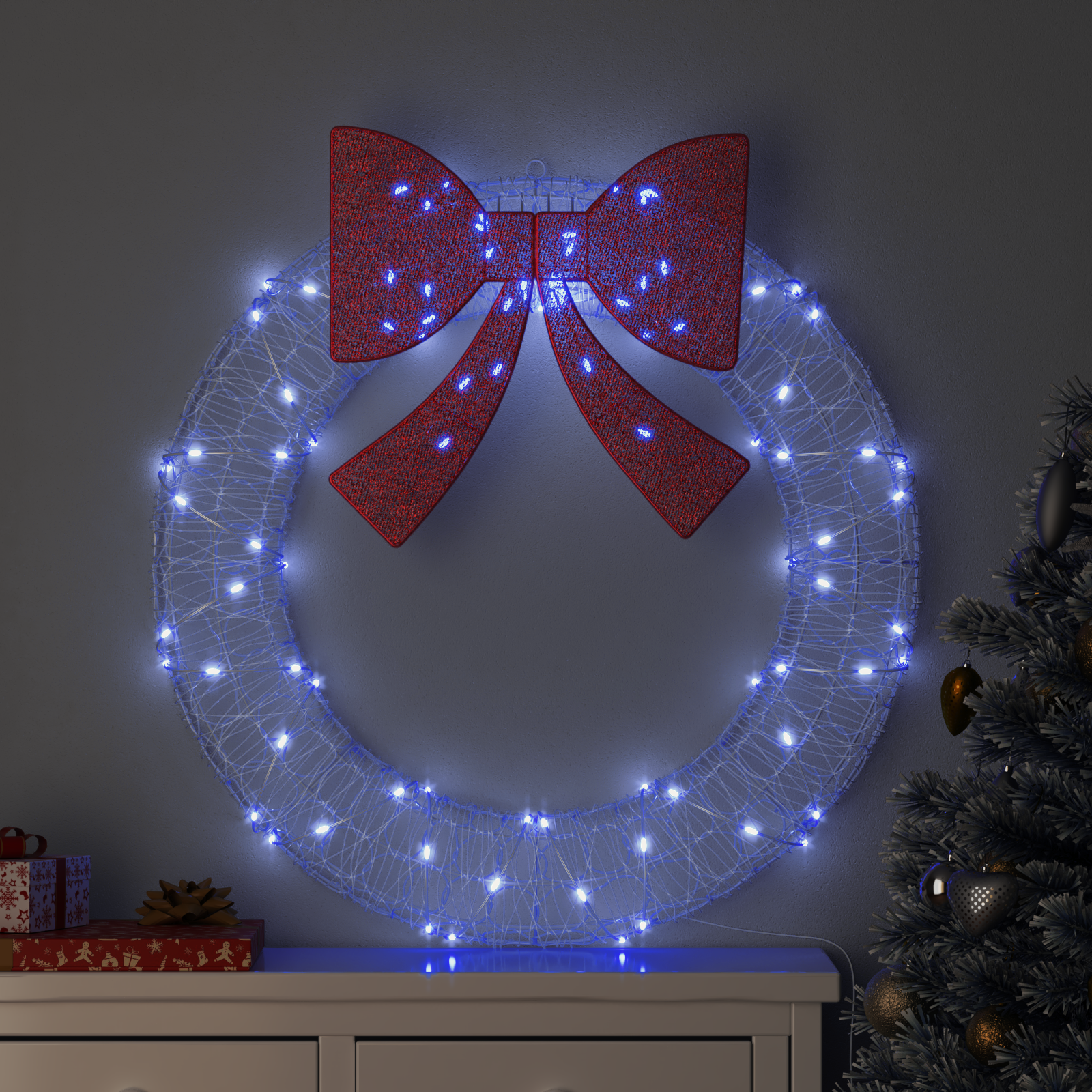 Vītne ar 80 LED zilā krāsā, 90 cm, akrils
