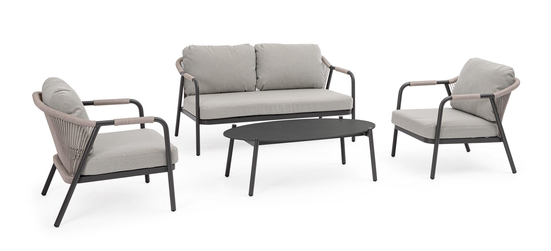 Lauko baldų komplektas MIRAVET ANTHR/KHAKI, 4 dalių