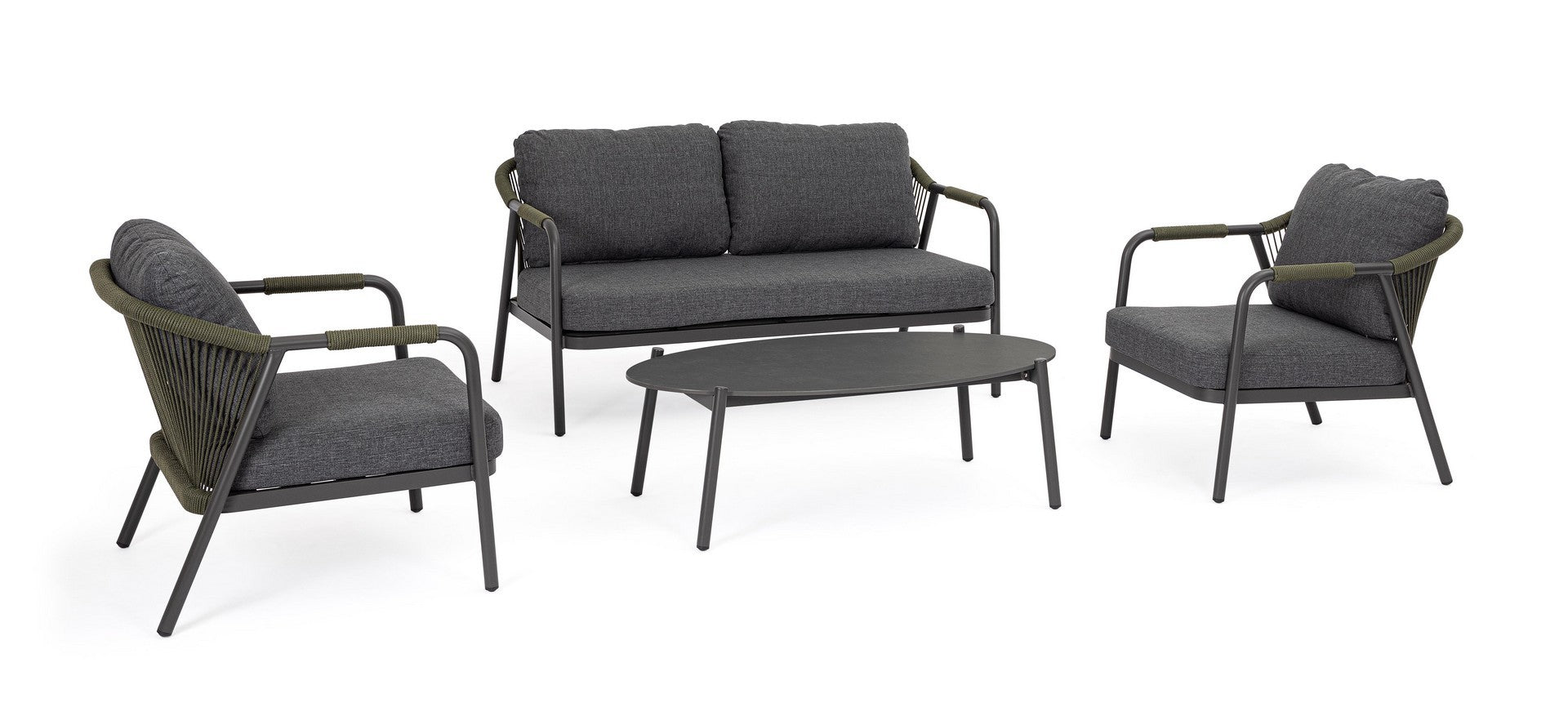 Lauko baldų komplektas MIRAVET ANTHR/GREEN, 4 dalių