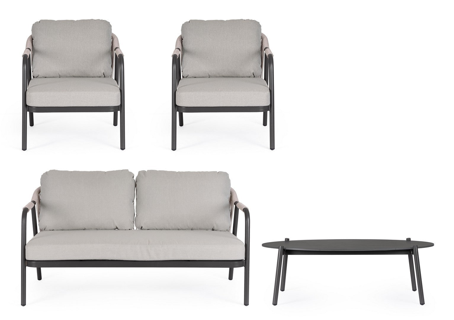 Lauko baldų komplektas MIRAVET ANTHR/KHAKI, 4 dalių